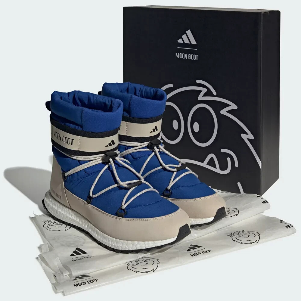 New Adidas x Moon Boot MoonBoost High Shoes - Power Blue/ Clear
