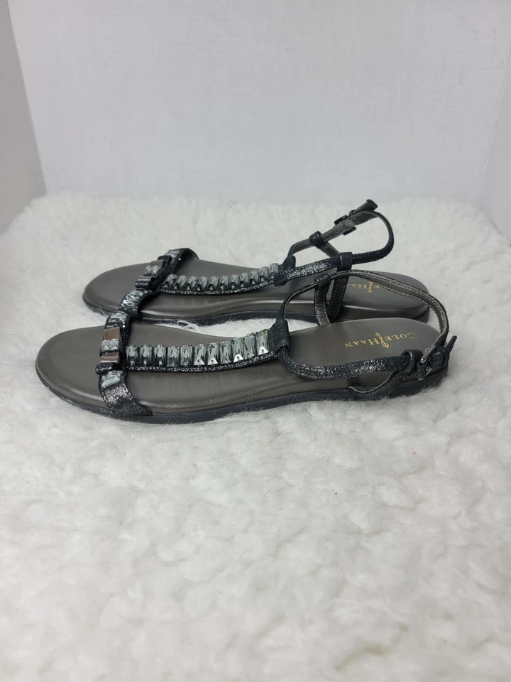 Cole Haan Colab Wemens Size 7.5 Sandals Crystal Bow Bling Ankle Strap - Image 3 of 4