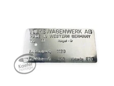 VW Beetle Bug ID Plate Tag 1960 & Up