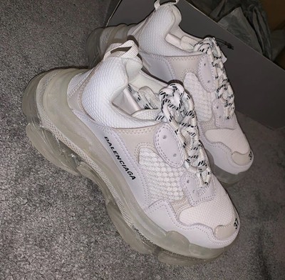 balenciaga triple s white clear sole women's