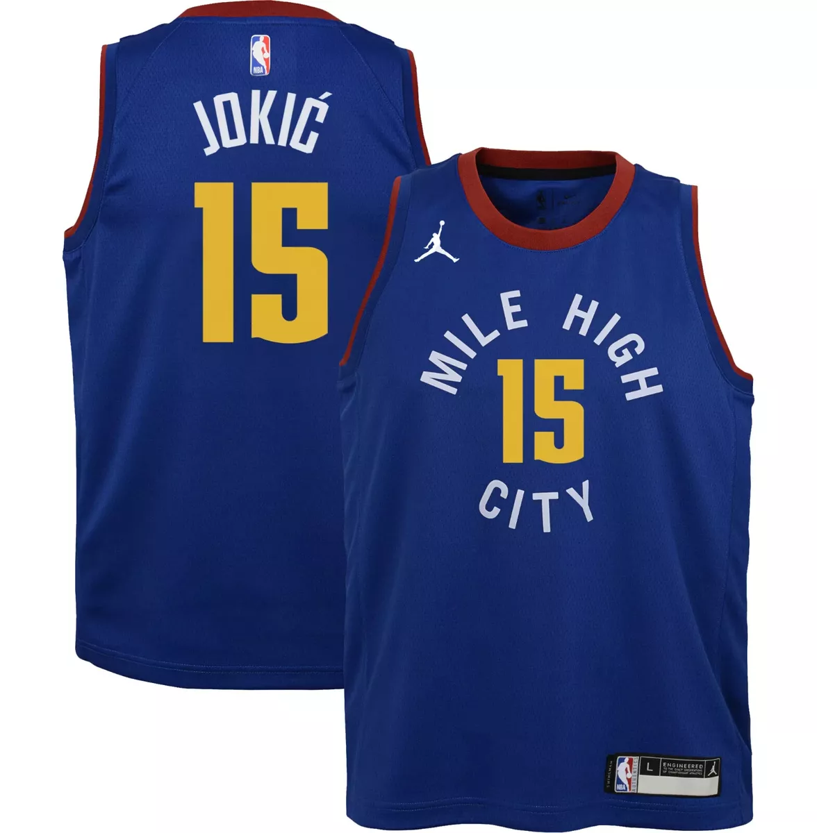 Nike Men's Denver Nuggets Nikola Jokic #15 Navy Dri-Fit Swingman Jersey, Medium, Blue