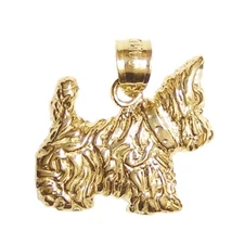 New 14k Yellow Gold Terrier Dog Pendant