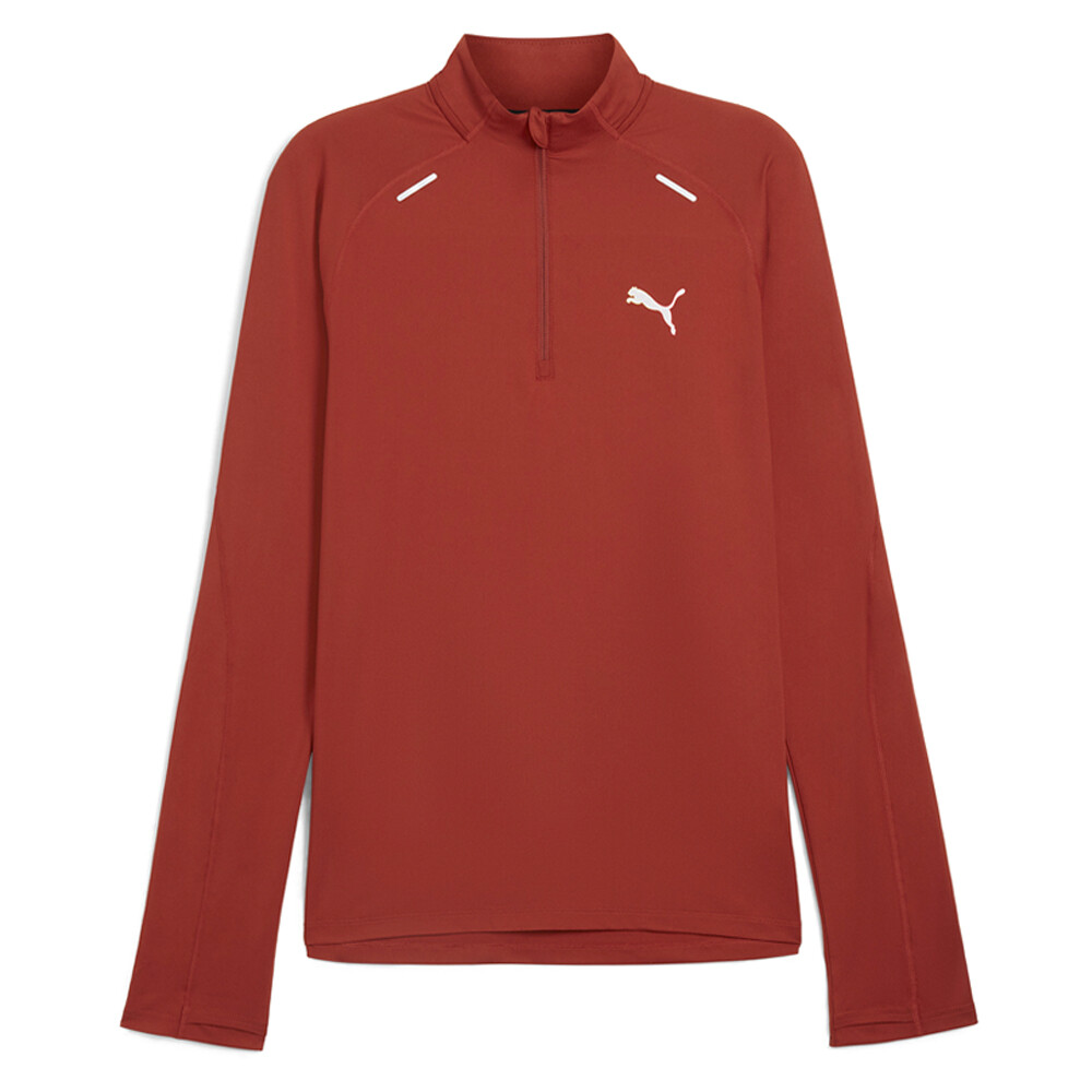 Пуловер Puma Run Cloudspun с имитацией шеи и длинным рукавом на молнии в четверть оборота, мужской красный повседневный пуловер
