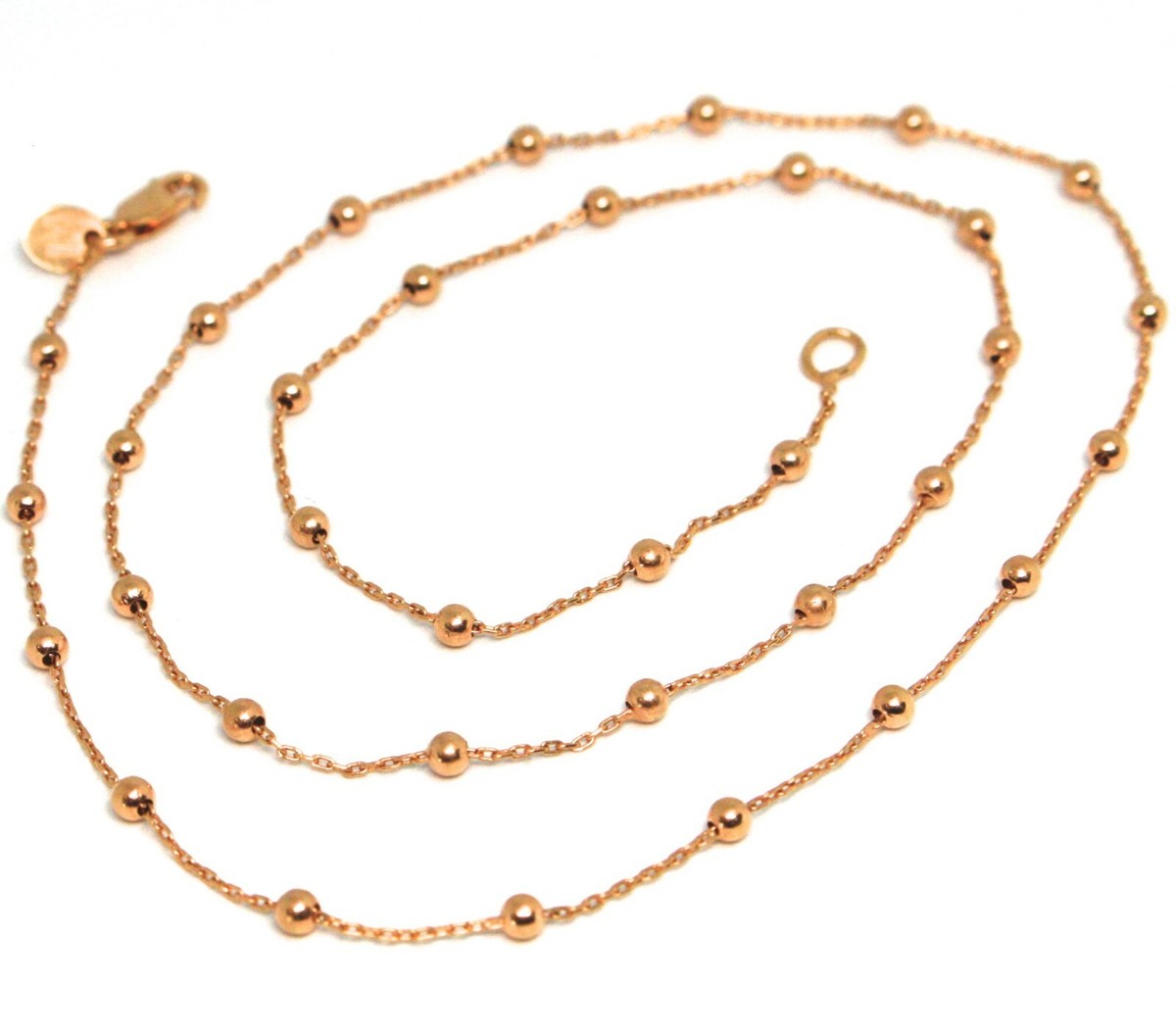 18K ROSE GOLD MINI BALLS CHAIN MM, INCHES SPHERE ALTERNATE
