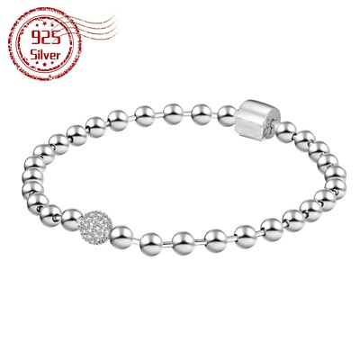 New 925 Sterling Silver Beads & Pavé Women Bracelet Necklace Chain Charm