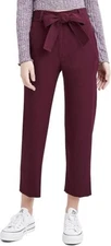 BCBGeneration Women's High Waisted Ankle Pant Functional Tie Belt Plum Size XS