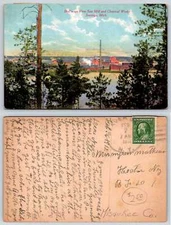 Jennings Michigan BIRD'S EYE VIEW SAW MILL AND CHEMICAL PLANT Postcard N140