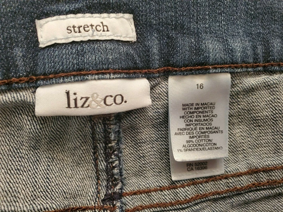 Pantalones de mezclilla para mujer Liz & Co talla 16 azules Foto 2 de 4