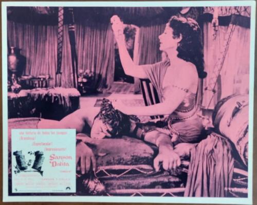 Hedy Lamarr a punto de cortar el pelo de Víctor Samson & Delilah org Mex Lobby Card 1207 - Imagen 1 de 1