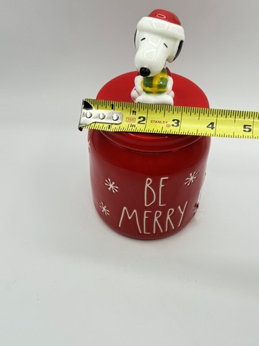 NWT Rae Dunn X Peanuts Snoopy Christmas “BE MERRY” Red & White Ceramic Canister - Picture 3 of 3
