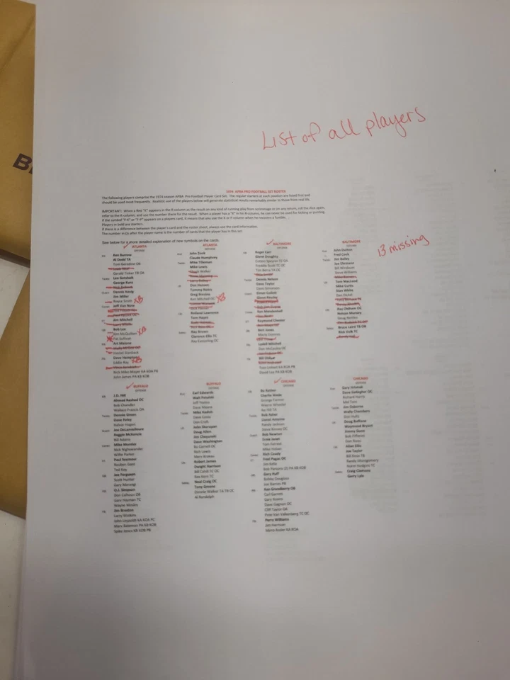 1974 APBA Football Players Card Sets - Image 4 of 4