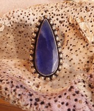 925 Silver Plated Extra Large Sapphire Ring Size 6