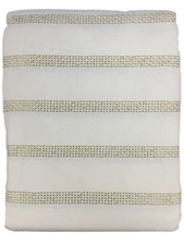 Opal House Gold & Ivory Stripe Christmas Tablecloth, Table Cloth 60x84 Obl