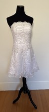White Strapless Mini Wedding Dress Lace Beading Appliqu  Bachelorette Party XS