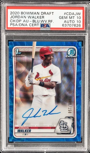 2020 BOWMAN DRAFT CHROME DRAFT PICKS AUTOS JORDAN WALKER 48/150 PSA 10 AUTO 10