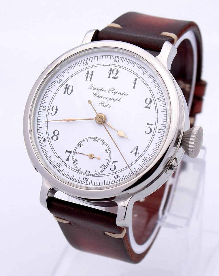 Noble 1/4 Repetition swiss Mariage Viertelrepetition & Chronograph 50mm ca. 1900 - Bild 4 von 4