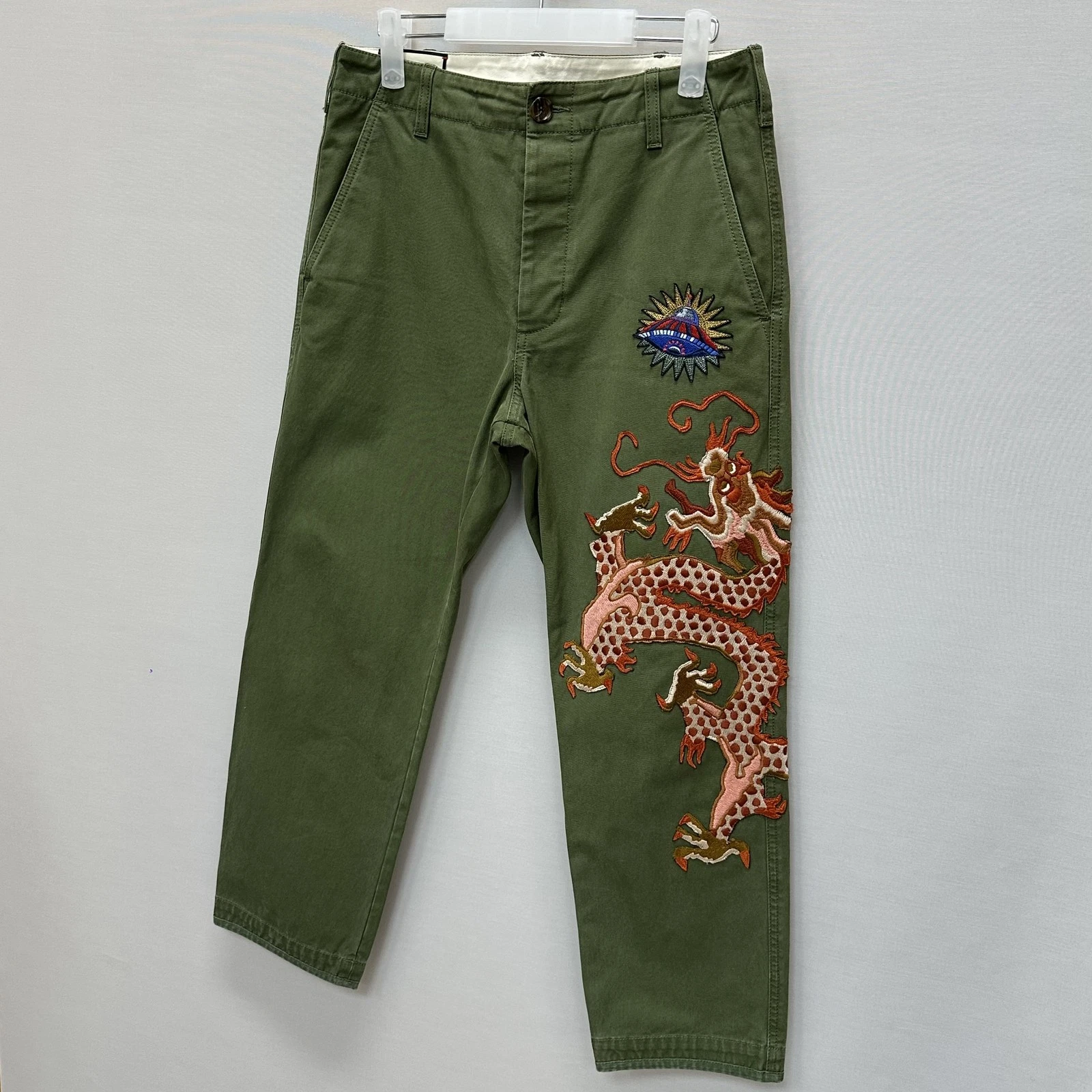 Gucci Pantalone Chino Cotone Ricamato Drago 30 138859811