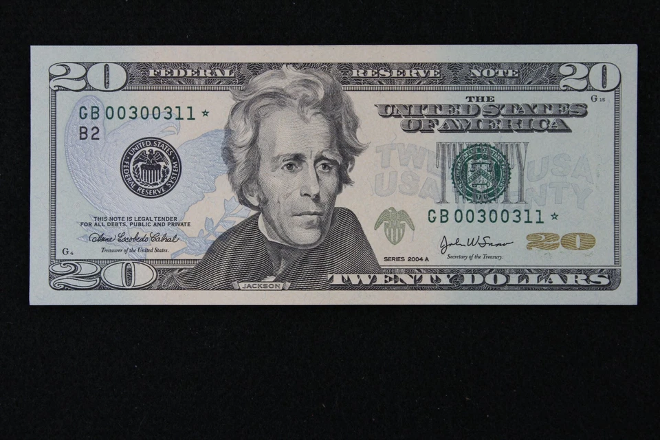 $20 2004A Gem CU Star Federal Reserve Note GB00300311* series A, 320K Run 1, NY - Image 2 of 3