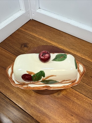 Vintage Franciscan Ware Apple Pattern Covered Butter Dish Hand Decorated - Picture 2 of 7