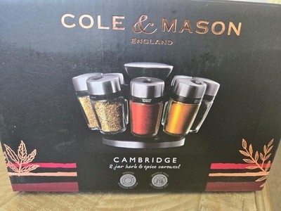 &= Cole & Mason Cambridge 8 Jar Herb & Spice Carousel Sealed Premium Feel