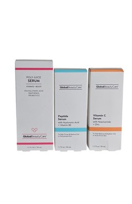 Global Beauty Care :Peptide, Vitamin C & Poly-Juice Serums 1.7 Fl.oz Set Of 3