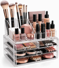 Brookstone Makeup Organizer Countertop, Cosmetic Display Case, Acrylic Makeup St