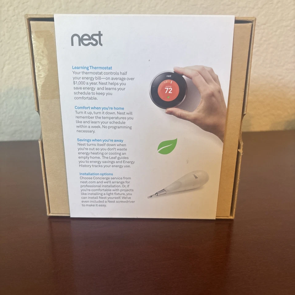 Nest 1st Gen T100577  Learning Thermostat - Silver - Image 4 of 4