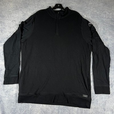 TravisMathew Mens XXL Black KNX Logo Quarter Zip Pullover Sweatshirt Rayon Blend