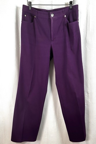 Escada Straight Leg Purple Twill Pants Women’s EU 42 / US Large - Picture 1 of 15