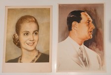 Juego de 2 impresiones de retratos vintage de Juan y Eva Perón Evita peronismo Argentina años 50