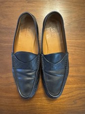 Gucci Monogram Detail Black Leather Loafers (I Think Tom Ford Era)