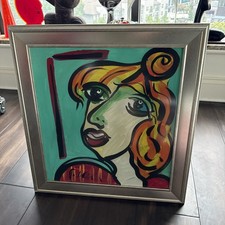 Peter Keil Abstract Portrait Painting COA  26? X 28? Cubist Picasso
