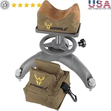 Adjustable Shooting Support Stand W/ V-Shaped Rest Bags Cast Iron Base Stability