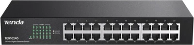 TENDA Switch 24 Port Gigabit LAN Switch 19 Zoll Rackeinbau Netzwerk Switch