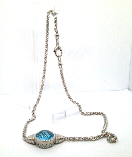Judith Ripka Sterling Silver & Blue Topaz Necklace - NEW