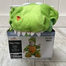 Infant Baby T-Rex Costume 4-Piece Set Jumpsuit Sz 0-6 Months Dress Up Reptar