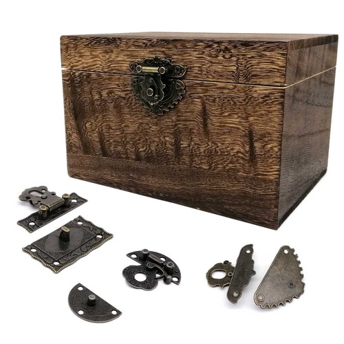 Dekor Retro Schmuck Truhe Weinkiste Holz Geschenketui Kippen Hasp Riegel Fangverschluss - Bild 3 von 8