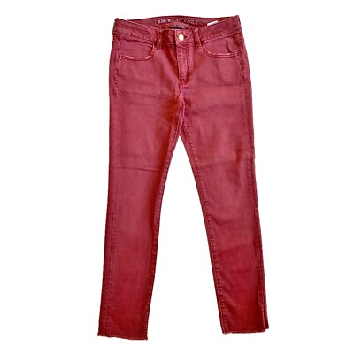 American Eagle Jeans Women s 4 Reg Maroon Red Jeggings Crop Stretch AEO Denim