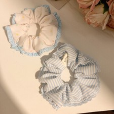 Lace Plicated Scrunchies Ponytail Holder Elastic HairTies Embroidery Hair Rope