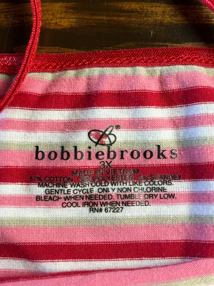 Bobbie Brooks Tank Women's Size 3X Red Multicolor Striped Spaghetti Sleepwear - Image 4 of 4