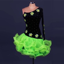 Latin Dance Dress Salsa Tango Cha cha Ballroom Rhinestone Competition Dress 163