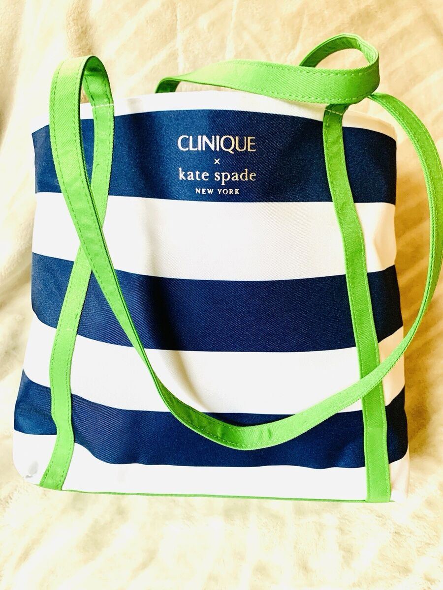 Clinique X Kate Spade NY Blue & White Striped Tote Bag W Clinique X Kate Spade NY Blue & White Striped Tote Bag W