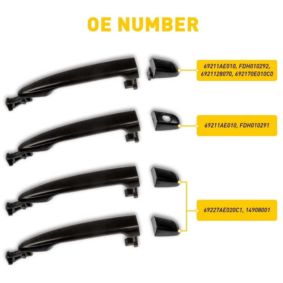 4x Manija de puerta exterior delantera y trasera para Toyota Camry 2007-2011 2005-2012 Tacoma Foto 2 de 4