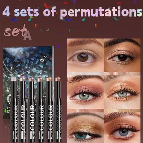 Eyeshadow Stick 6 Colors Glitter Eye Shadow Stick Cream To Powder Waterproof - Picture 3 of 12