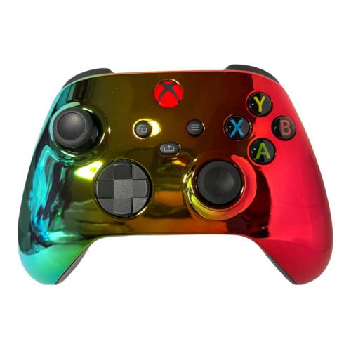 Microsoft Xbox One Series X/S Modded Controller-Chrome Green/Gold/Red w/Red  LED