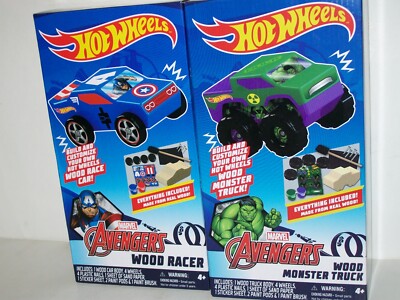 Marvel Hulk Avengers Hot Wheels Wood Monster Truck & Captain America ...