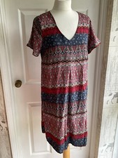 Fat Face Multi Festival Print Viscose Shift Dress size 12