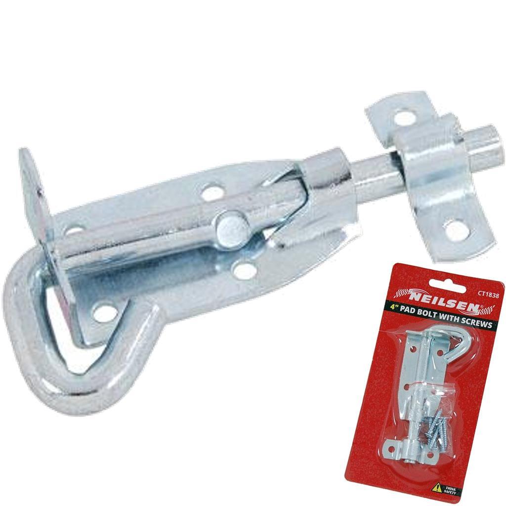 Neilsen Brenton Pad Bolt Garden Gate Latch Shed Door Lock Bolt With Screws 4""
