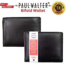 Men's Genuine Leather Bifold Wallet RFID Blocking Slim ID Holder Gift Boxed