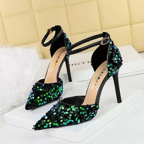 Escarpins Femme élégants 5 Cm - Vert Poli, Ceinture Fine, Simili Cuir (76147) - Pointures 34 à 40